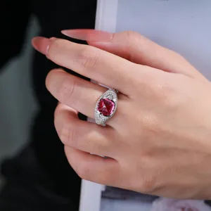 Lab-grown pink sapphire 925 silver ring sugarloaf cut luxury women jewelry elegant gift stylish