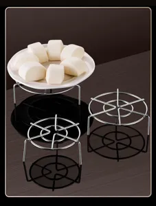 Stainless steel steamer rack for kitchen pot, durable thickened tripod support stand for cooking food.