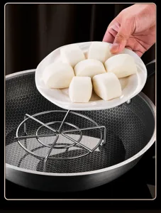Stainless steel steaming rack for pot and cooker, thickened tripod high leg design kitchen tool.
