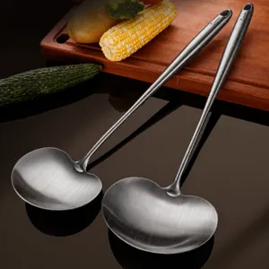 316 Stainless Steel Mushroom Spatula Long Handle Kitchen Cooking Utensil Ergonomic Solid Turner For Home Chef Cookware