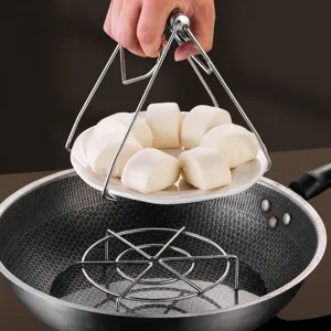 316 stainless steel anti-scald dish gripper and steamer rack set, durable kitchen tool.