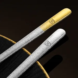 Cuillère en pur titane de qualité manche long design martelé vaisselle de cuisine style luxe