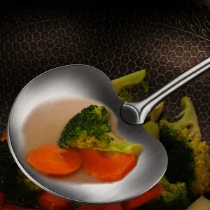 316 stainless steel mushroom spatula oversized long handle kitchen cooking wok ladle spoon
