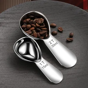 304 Stainless Steel Coffee Measuring Spoon Kitchen Baking Scale Scoop For Powder Milk And Oatmeal Daily Use