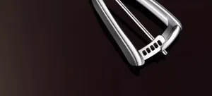 Stainless steel ice cream scoop spring-back release mechanism detail view close up