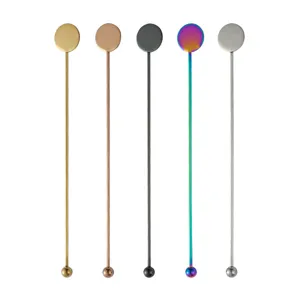 5er Set bunte Edelstahl Löffel langer Griff Cocktail Stirrer Bar Löffel für Getränke.