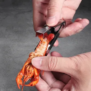 Stainless steel crayfish peeler tool for quick shell removing and easy seafood dining.