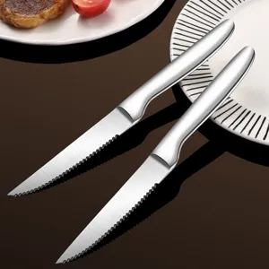 Stainless Steel Steak Knife Professional Serrated Table Knife Heavy Duty Kitchen Dining Cutlery Silver