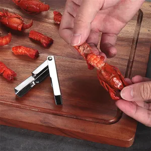 Stainless steel crayfish peeler tool, kitchen gadget for easy seafood shell opening shrimp.