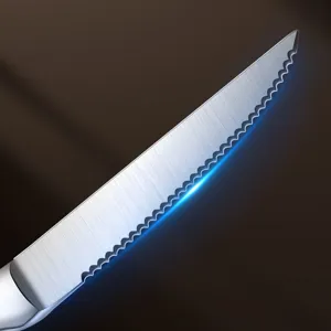 Stainless steel serrated steak knife main product display showing sharp blade texture close up.