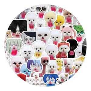 Cute teacup dog waterproof sticker pack for luggage water bottle guitar laptop decoration.