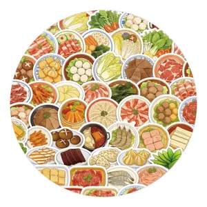 Cartoon hot pot food stickers, waterproof vinyl decal pack for water bottles, laptop, phone.