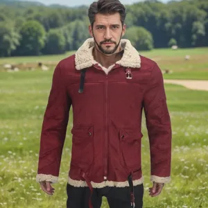 Herren Winter verdickte warme Kunstfell Lammfell Wildleder Jacke mit kuscheligem Kragen.