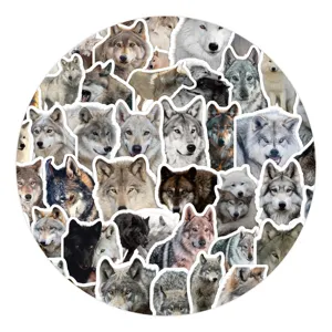 60 Stücke realistisch Wolf Aufkleber wasserdichte Vinyl Sticker für Laptop Tasse Koffer und Handy
