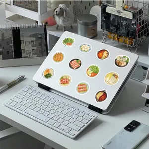 Cute cartoon hot pot food stickers detail shot, perfect for decorating laptops, phones and luggage.