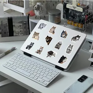 Realistische Wolf Aufkleber fuer Laptop, Handyhuelle und Trinkflasche Dekoration, wasserdicht.