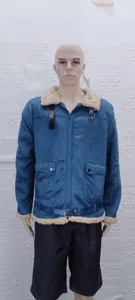 Herren Winter Wildleder Jacke dick warm Sherpa Kragen Fleece Bombermantel Alltag Oberbekleidung