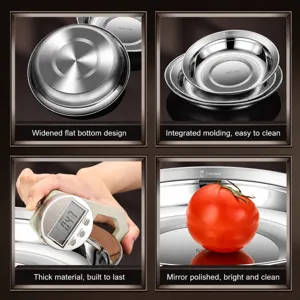 316 stainless steel round plate thickened durable metal dinner dish kitchen tableware