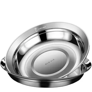 316 Stainless Steel Round Plate Food Grade Dinner Dish Kitchen Tableware Main View
