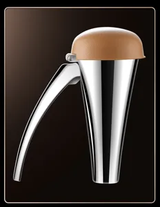 Stainless steel walnut opener with brown cap, ergonomic lever tool for cracking nuts easily.