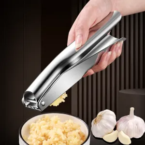 Stainless Steel Garlic Press Heavy Duty Manual Garlic Mincer Professional Garlic Crusher With Dense Holes Kitchen Tool