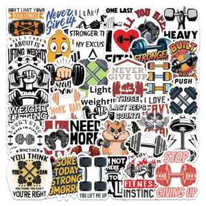 Waterproof PVC Fitness Dumbbell Graffiti Stickers Cartoon Sports Decals For Laptop Luggage Phone Case Water Bottle