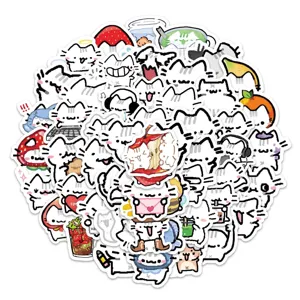 100pcs cute white cat graffiti stickers waterproof cartoon decal for suitcase laptop guitar