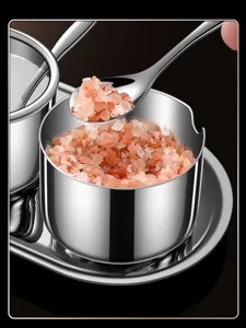 Stainless steel seasoning jar set kitchen spice container with spoon and tray for home
