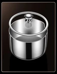Stainless steel seasoning jar with lid kitchen salt container metal spice storage pot container