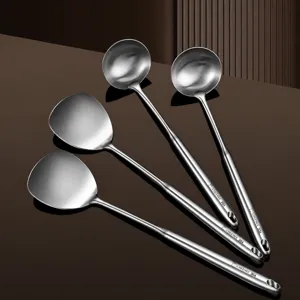304 Stainless Steel Small Spatula Mini Cooking Shovel Soup Spoon Kitchenware Set Home Short Handle Cookware