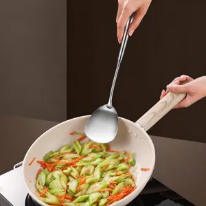 304 stainless steel mini kitchen spatula with wooden handle for home and outdoor cooking.
