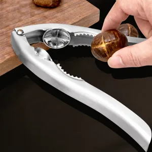 Stainless steel chestnut opener heavy duty nut cracker with cross teeth for kitchen tools