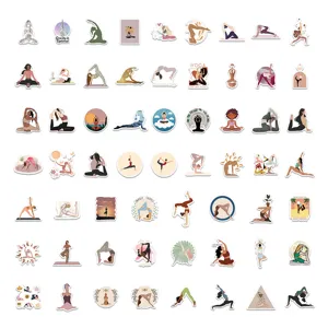 Paquete de pegatinas de yoga impermeables de vinilo para portátil botella de agua maleta.