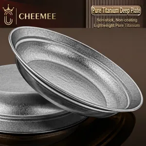 Pur Titane Assiette Creuse Ménage Plat Dîner Léger Épaissi Vaisselle Minimaliste Cuisine Plateau De Service
