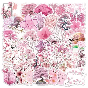 Autocollants Fleur de Cerisier Esthétiques Mignons Kawaii Autocollants Floraux Autocollants en Vinyle Imperméables Pour Journal Scrapbooking
