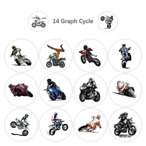 Motorrad Aufkleber Bogen Details zeigen verschiedene Stunt Fahrer für coole Dekoration.