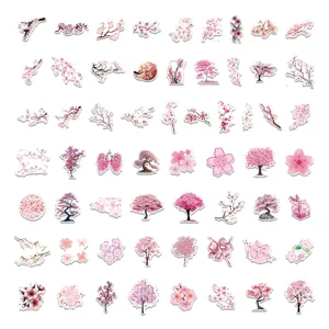 Joli set d'autocollants de fleurs de cerisier rose pour journal intime et carnet.