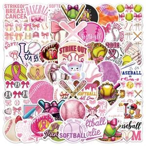 Rosa Softball Wasserdichte Vinyl Aufkleber Cartoon Sport Aufkleber Pack Für Laptop Wasserflasche Koffer