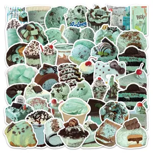 Mint Chocolate Aesthetic Stickers Waterproof PVC Cartoon Food Graffiti Decals For Journal Notebook DIY Scrapbook Luggage Gift