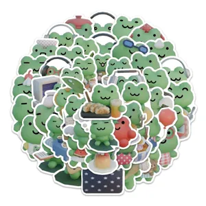 60pcs cute cartoon lucky frog waterproof graffiti stickers for laptop suitcase car decor