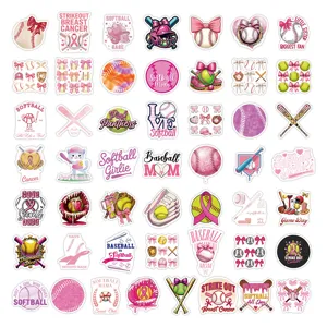 50 Stueck Rosa Softball Aufkleber Suesse Cartoon Vinyl Aufkleber fuer Laptop Trinkflasche Koffer