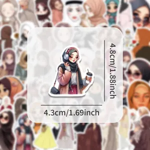 Süßer Cartoon Anime Hidschab Mädchen Aufkleber wasserdicht Vinyl Abziehbild für Koffer