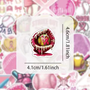 Rosa Softball Aufkleber süßer Cartoon Sport wasserdichter Sticker für Laptop Wasserflasche Tasse