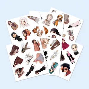 54 Stk Niedliche Muslimische Hijab Cartoon Aufkleber Wasserdichte Vinyls für Koffer Laptop
