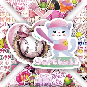 Rosa Softball Aufkleber niedliche ästhetische Vinyl Graffiti Sticker Pack für Koffer Laptop