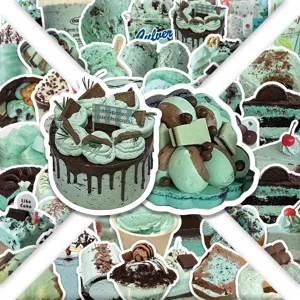 Mint chocolate sticker pack 54pcs aesthetic cute DIY waterproof stickers for journal laptop notebook