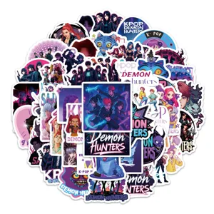 K-pop demon hunters anime cartoon graffiti stickers set for luggage and laptop decoration.