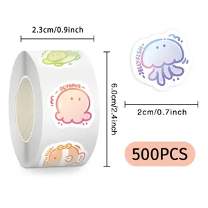 500 Stk. Rolle niedliche Meerestier Sticker fuer Tagebuch, Scrapbooking und Geschenkversiegelung.