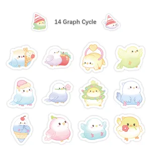 Set di simpatici adesivi con uccelli cartoon, perfetti per diari e decorare valigie.