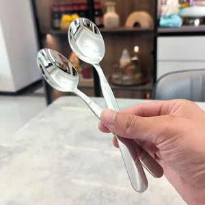Set de cuillères en acier inoxydable, cuillère à soupe polie pour cuisine et dessert.